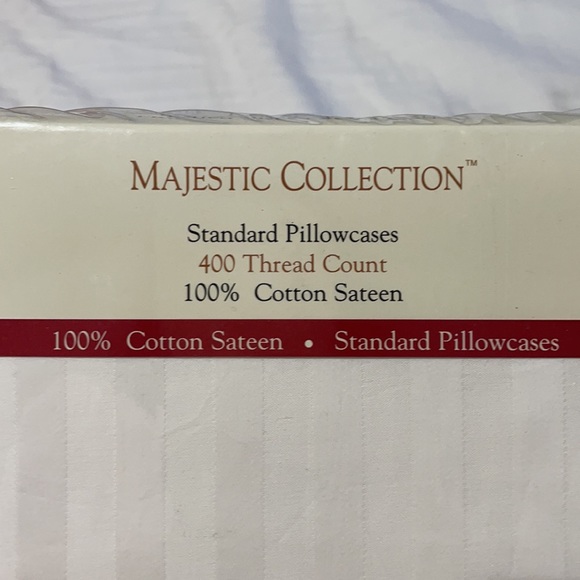 Majestic collection ivory sateen cotton stripe on stripe nwt standard size - Picture 3 of 7
